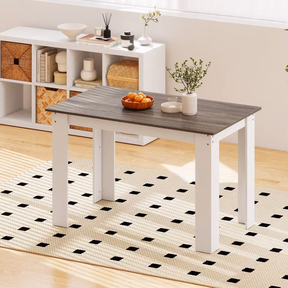 Costway Modern Rectangular Wooden Kitchen Dining Table in White, W: 120 cm, D: 70 cm, H: 75 cm – 2