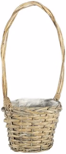 KDMD Grey Wash Split Willow Open Weave Basket with Handles, 2 Pack, Diameter: 16 cm