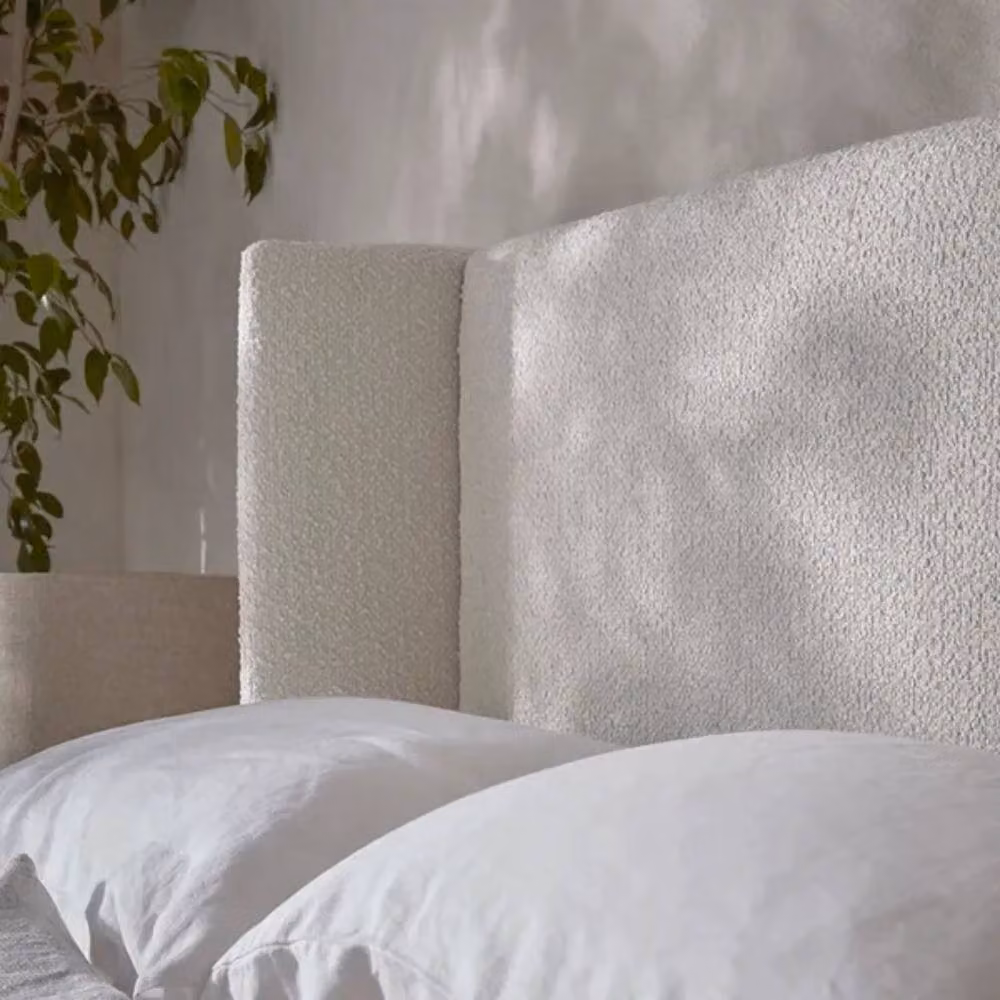 KDMD Balmer Boucle Upholstered Bed Frame in Ivory/Beige, W/D/H: 120 x 200 cm – 2