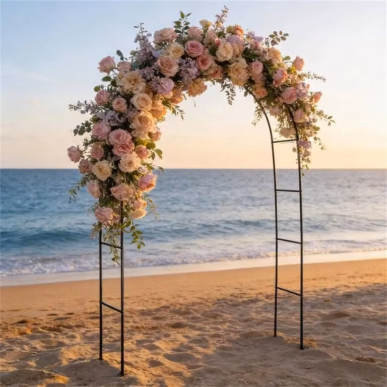 SPETLEK Heavy Duty Metal Garden Arch Trellis Support in Black, H 240 x W 140 x D 40 cm
