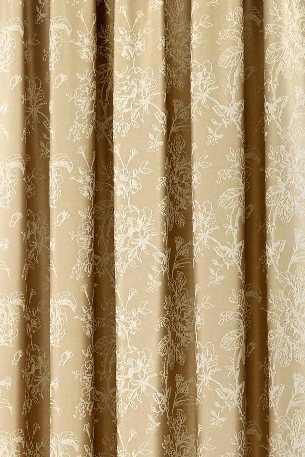 Dreams & Drapes Jasmine Floral Jacquard Pencil Pleat Curtains in Beige and Gold, Width: 168 cm, Drop: 183 cm – 3