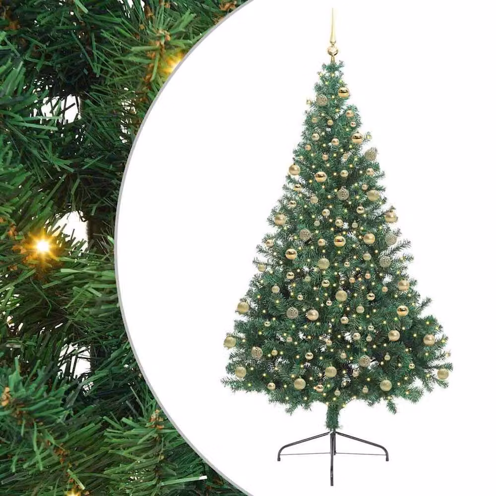 Berkfield Home Artificial Pre-lit Christmas Tree in Green, Height: 180 cm – 2