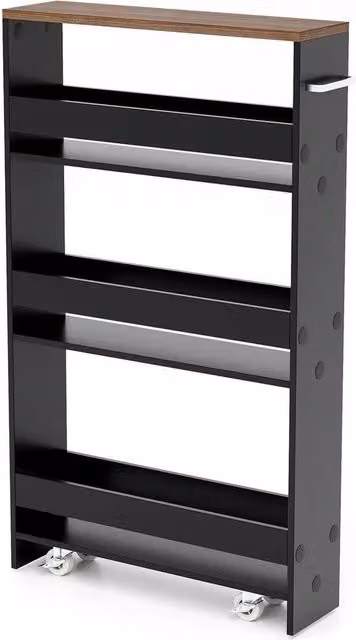 Kelvenix 4-Tier Slim Metal Utility Storage Cart in Matt Black