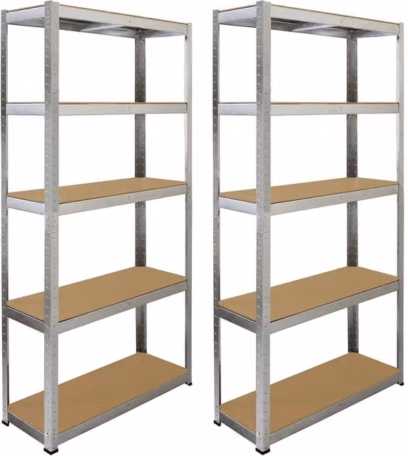Monstershop Galwix Freestanding Steel Shelving Unit, Silver, H 180 x W 90 x D 30 cm – 1
