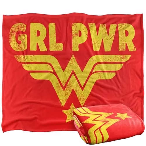 Warner Bros. Wonder Woman Girl Power Yellow Silky Touch Super Soft Fleece Throw Blanket W: 152 cm, D: 127 cm