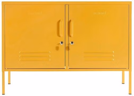 Mustard Made The Lowdown Freestanding Metal Storage Locker in Yellow, W/D/H: 100 x 40 x 72 cm – 1