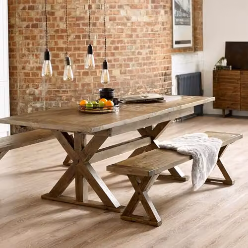 Julian Bowen Chatsworth 2 Seater Dining Bench in Brown Pine, W/D/H: 180 x 45 x 38 cm – 2