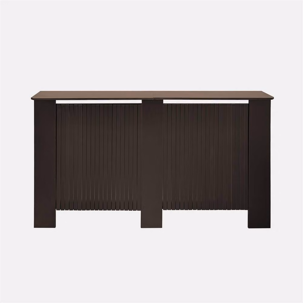 OHS Large Ribbed Radiator Cover in Chocolate Brown Slatted Engineered Wood – 2