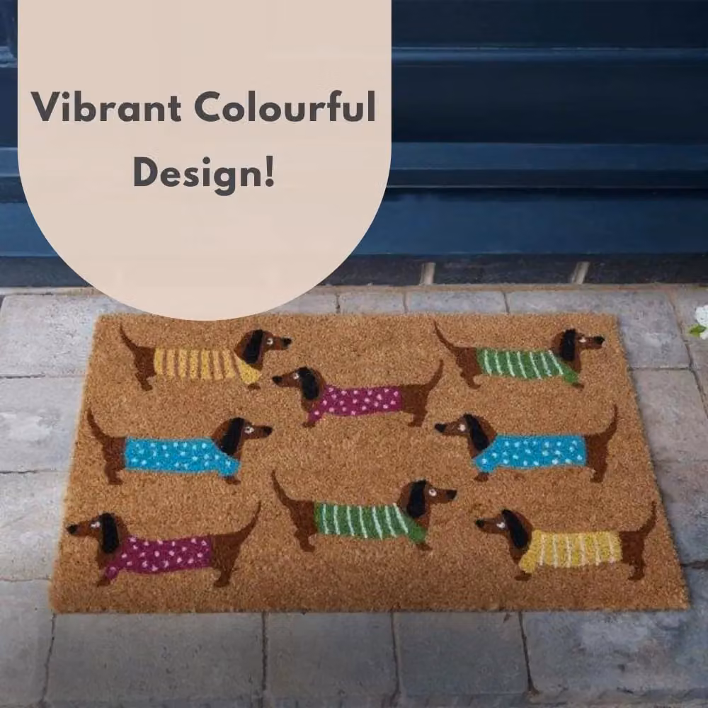 Marco Paul Heavy Duty Coir Door Mat with Dachshund Graphic, Multicolour, W: 75.0 cm, D: 45.0 cm – 6
