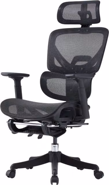 Garden Sanctuary Black Fabric Height Adjustable Swivel Task Chair with Headrest and Armrests – 1