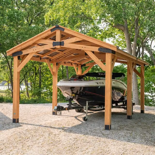 Backyard Discovery Modern Gable Garden Gazebo in Brown and Black Wood and Metal, W: 309.88 cm, D: 300 cm, H: 309.88 cm