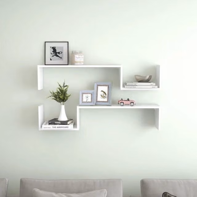 Berkfield Home Wall Mounted Shelf Set of 2, White, W: 100 cm, D: 20 cm, H: 15 cm