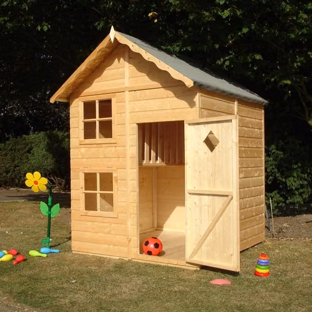 Shires Croft Playhouse Wooden Kid's Wendy House in Brown