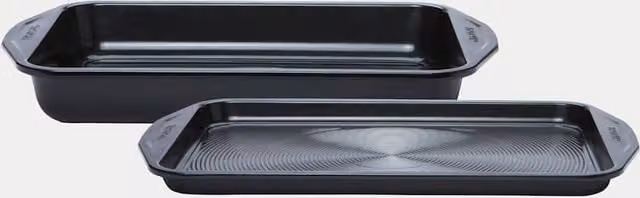 Circulon 2 Piece Non-Stick Carbon Steel Rectangular Baking Sheet and Cake Tin Set, Black