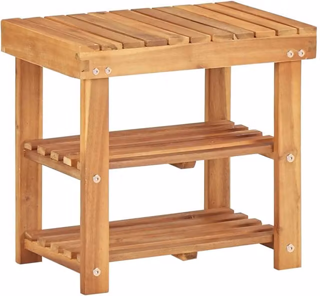 Berkfield Home Rustic Brown Acacia Wood Shoe Rack, W/D/H: 50 x 32 x 45 cm