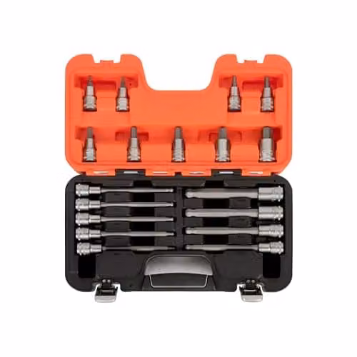 Bahco S18HEX 18 Piece Ball Hex Bit Socket Set, 1/2in Drive, Orange – 2