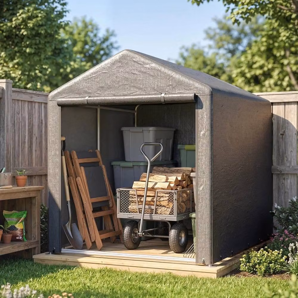 NESTLUNE Portable Garden Storage Shed Tent in Dark Grey, W: 160 cm, D: 220 cm, H: 100 cm x 15 cm – 5