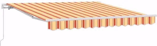 Berkfield Home Manual Retractable Wall-Mounted Awning in Yellow and Orange Striped Polyester, W/D/H: 350 x 250 cm – 1