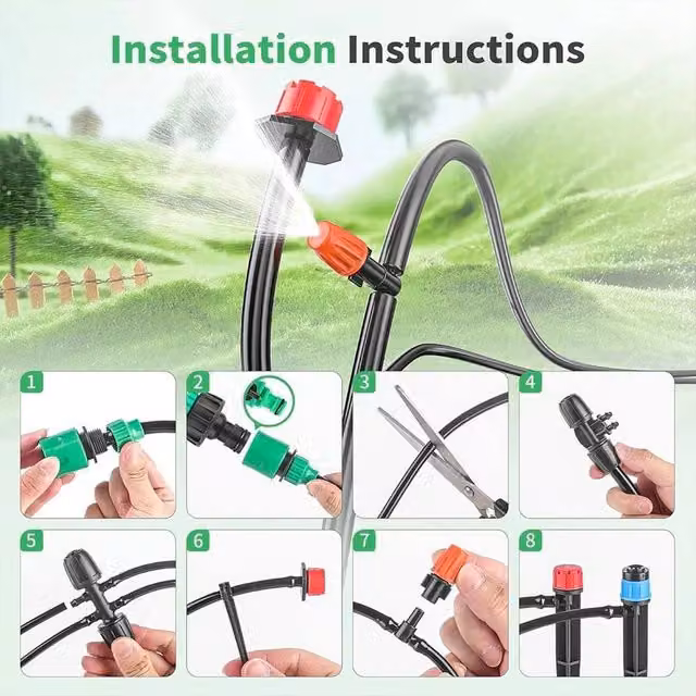 VOGREX Black Drip Irrigation Kit with 75m Hose and 4 Micro Sprayers
