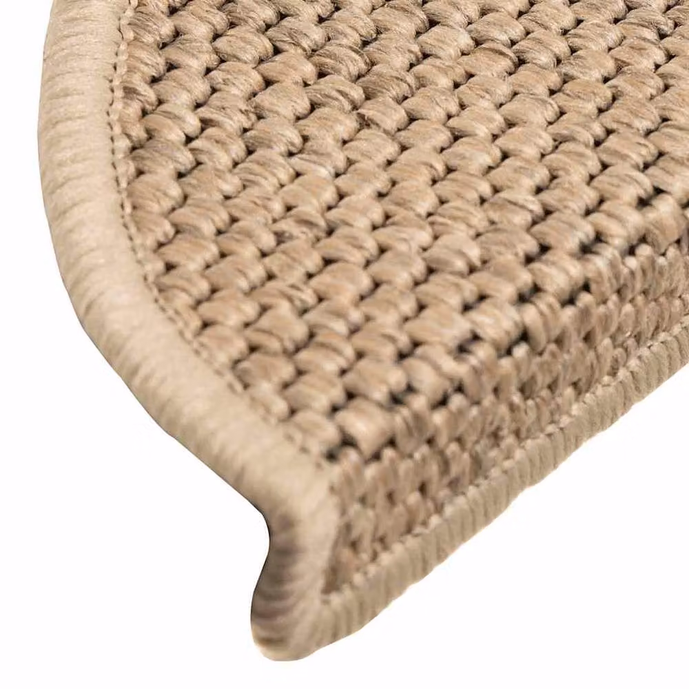 Berkfield Home Self-adhesive Sisal-Look Stair Mats, 15 Pieces, Beige Sand, W: 56 cm, D: 17 cm, H: 3 cm – 3