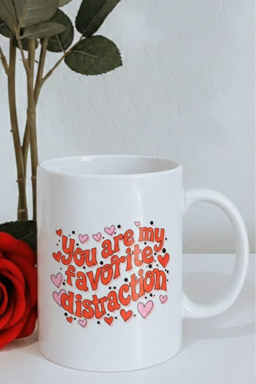 Dyzi You Are My Favorite Distraction Ceramic Mug in White and Red – 5