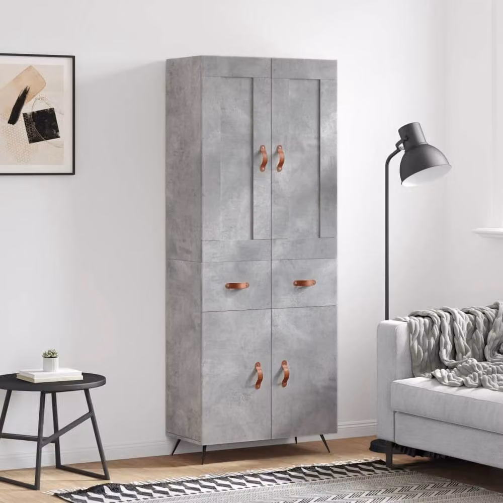 Berkfield Home Highboard in Concrete Grey, W/D/H: 69.5 x 34 x 180 cm – 2