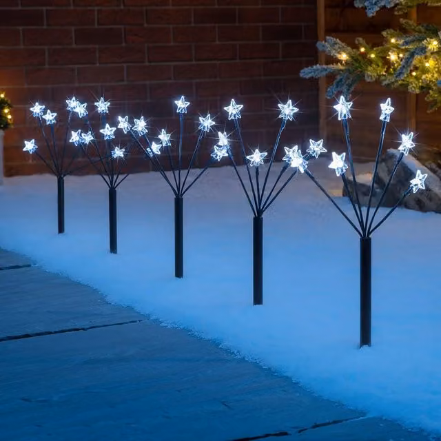 Christow Star LED Outdoor Christmas Path Lights, Set of 5, White – 1
