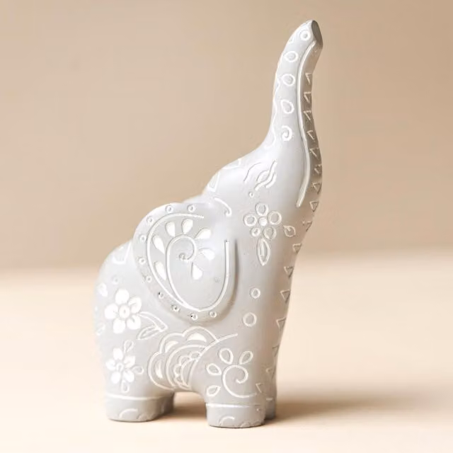 Lisa Angel Ceramic Elephant Ring Holder in Grey and White