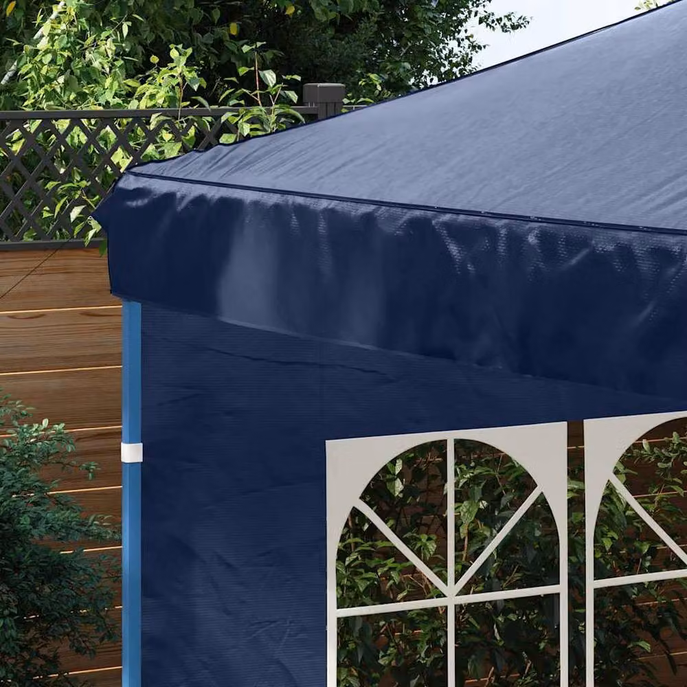 Berkfield Home Partytent Sidewall with Window, 2 Pieces, Navy Blue PE Polyester – 3