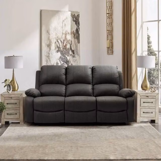 Comfy Living Ltd Luxury Fabric Reclining 3 Seater Sofa in Grey – 1