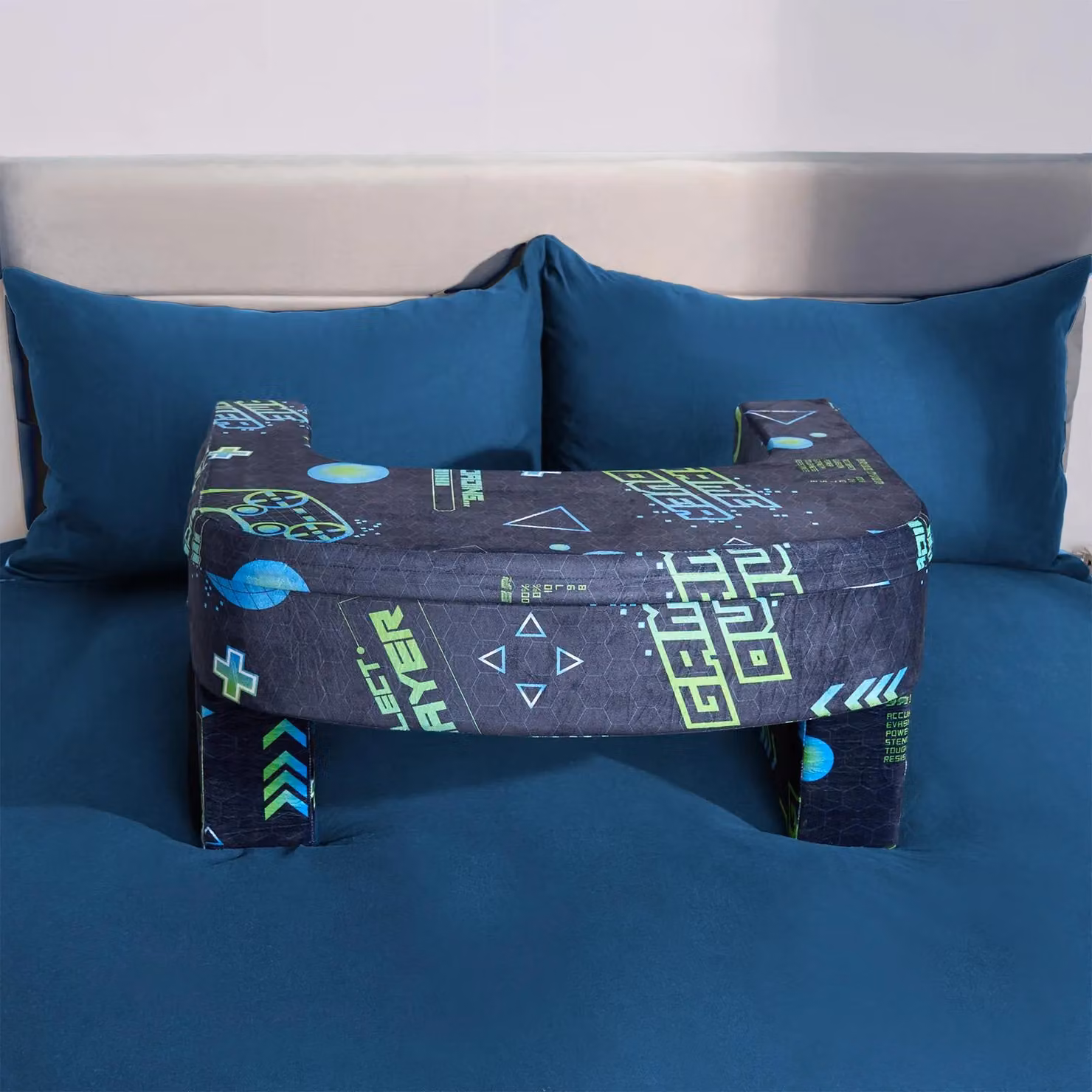 OHS Soft Foam Gaming Laptop Cushion Armrest and Reading Pillow in Navy Blue – 2