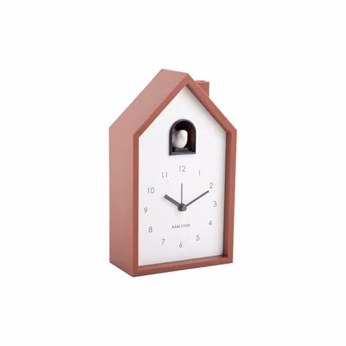 Zeller Present Karlsson Modern Quartz Cuckoo Alarm Clock in Red, W/D/H: 20 x 20 x 12 cm