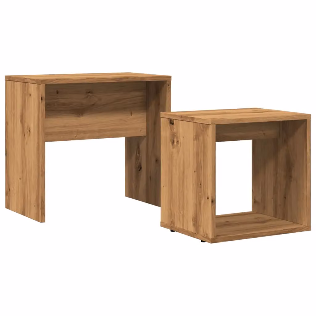 Berkfield Home Nesting Coffee Tables, 2 Piece Set in Brown Artisan Oak Engineered Wood – 2