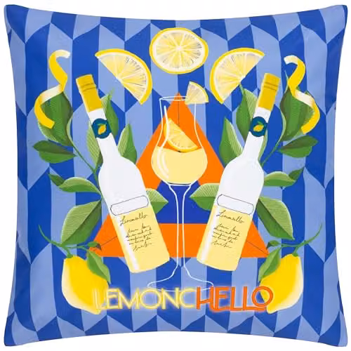 Riva Home Limoncello Abstract Outdoor Cushion, Blue and Orange, W/D/H: 43 x 43 x 43 cm – 2