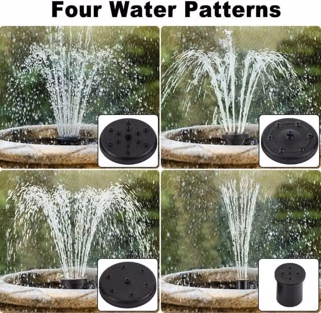 FLAVORA Solar Powered Garden Water Pump Fountain in Black, W: 100 cm, D: 15 cm