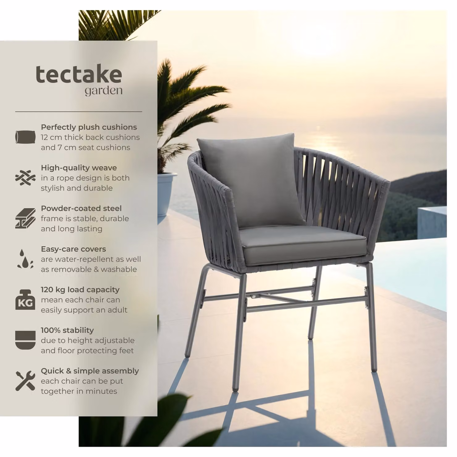 tectake Valeiras Accent Chair in Dark Grey for 6 Adults – 2