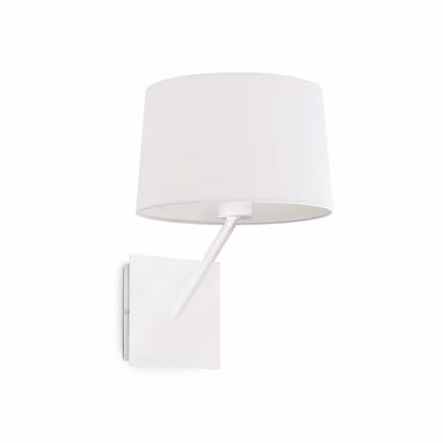 Netlighting Handy Modern White Wall Lamp with Metal and Fabric Cylinder Shade, E27
