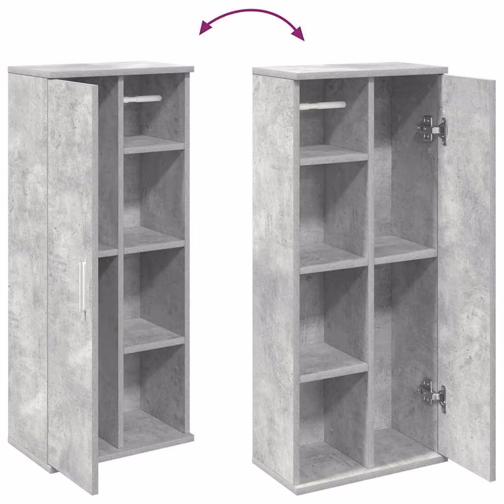 Berkfield Home Wall Mounted Bathroom Cabinet with Roll Holder, Concrete Grey, W/D/H: 39 x 22 x 90 cm – 3