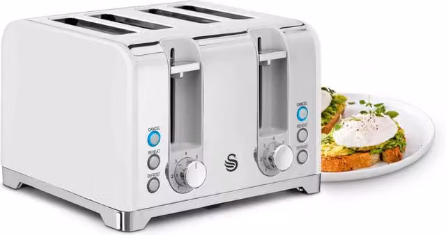 Swan 4 Slice Toaster in White with Cable Storage