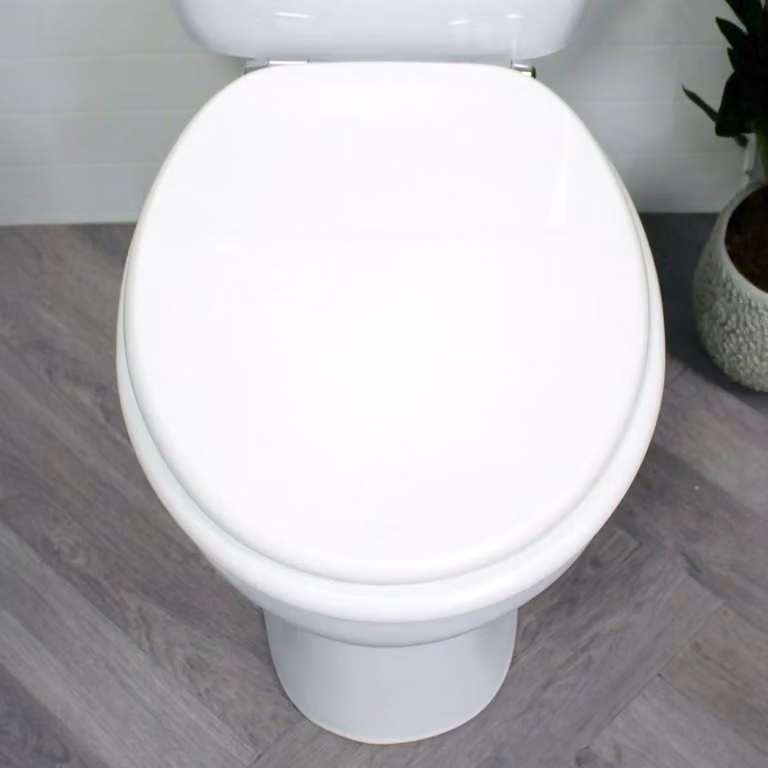 Showerdrape Oxford Mahogany Wooden Toilet Seat in White