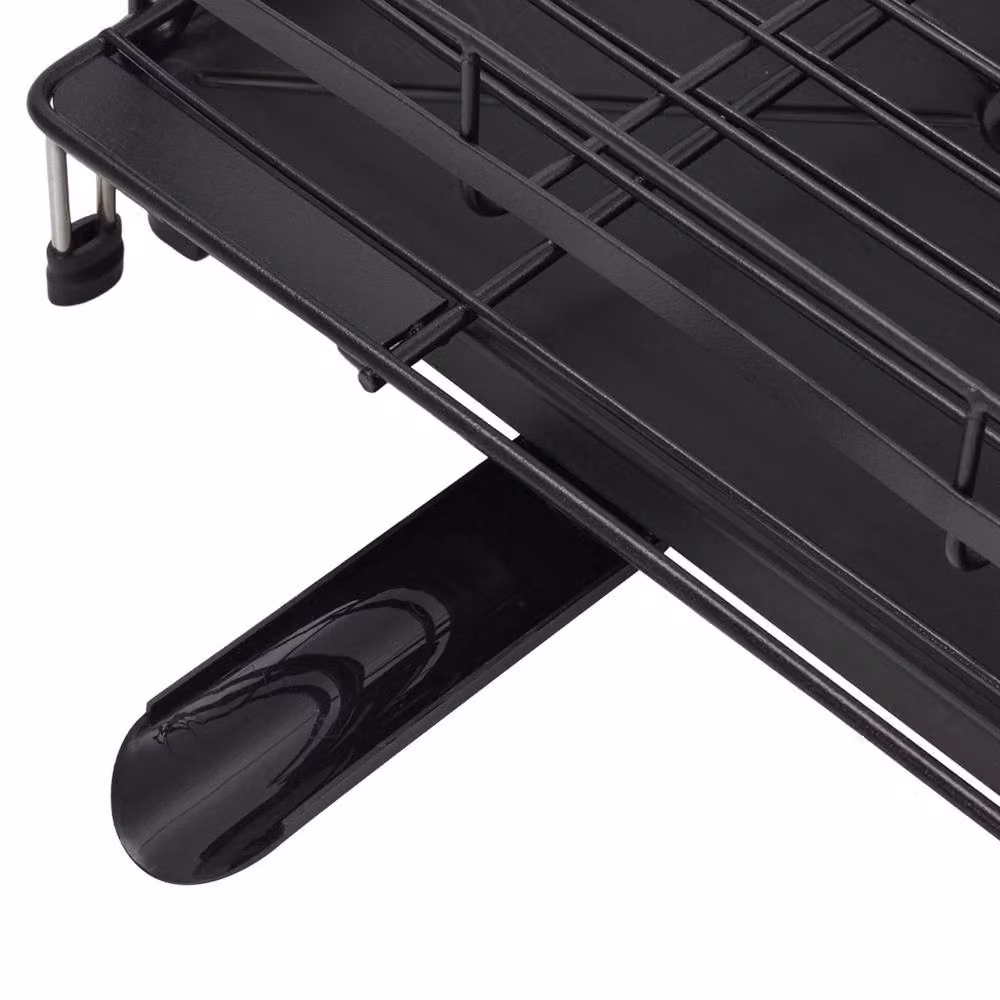 Garden Sanctuary Expandable Metal Dish Drainer with Drip Tray and Cutlery Holder in Black – 8