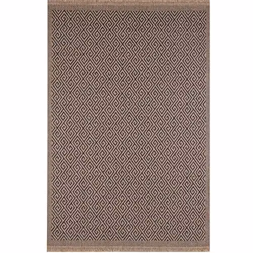 THE RUGS Nature Collection Tona Border Indoor/Outdoor Area Rug, Greek Key Design, Dark Grey, W: 200 cm, D: 290 cm – 3