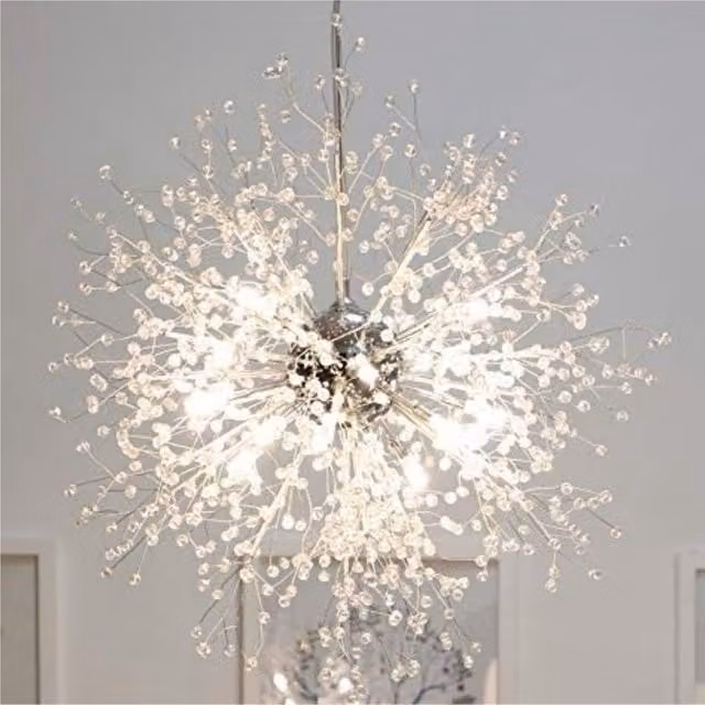 Garwarm Dandelion Chandelier LED Crystal Pendant Lighting in Metallic Silver and Chrome – 1