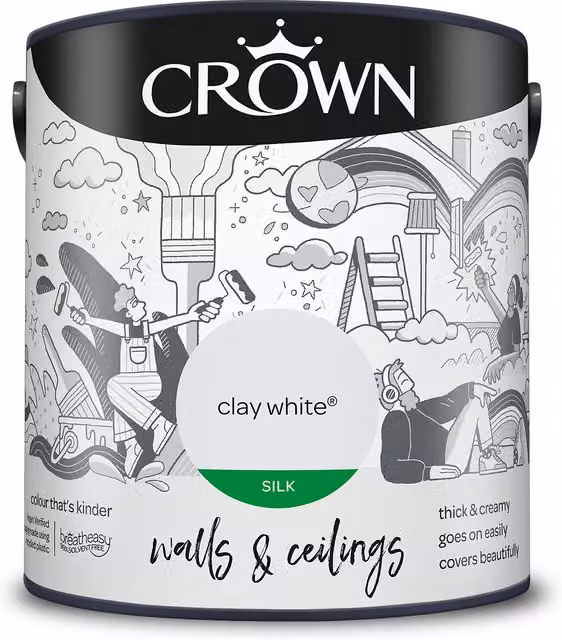 Crown Walls and Ceilings Silk Emulsion White 2.5l