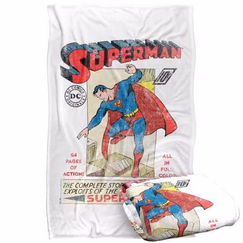 Warner Bros. Superman Old School Flight Super Soft Fleece Throw Blanket, Multicolour