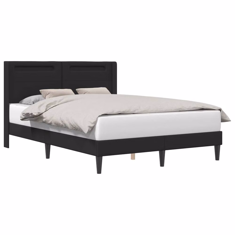 Berkfield Home Black Faux Leather Bed Frame with Under-Bed LED Strip Lights, W: 135 cm, L: 190 cm – 3