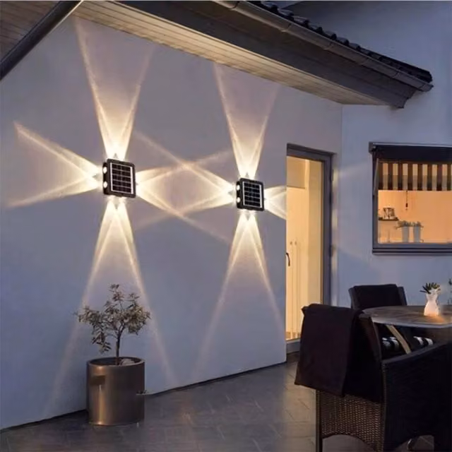 ExtraStar 4-Way LED Solar Wall Light, RGBW Multicolour, Black