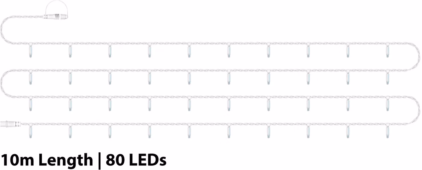 Xmas Haus Connectable Cool White LED String Lights with White Rubber Cable, IP65 Rated, 10m – 2