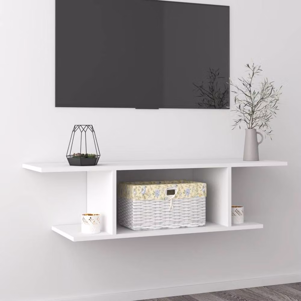Berkfield Home Wall Mounted TV Cabinet White W: 103 cm, D: 30 cm, H: 26.5 cm – 2