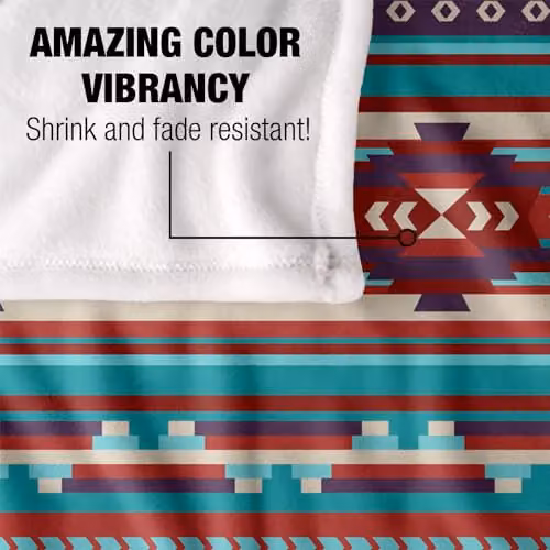 JQ Licensing James Piazza Southwest Turquoise Pattern Silky Touch Super Soft Fleece Throw Blanket, W: 152 cm, D: 127 cm – 3